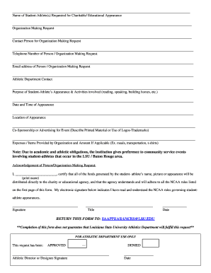 LSU STUDENT ATHLETE APPEARANCE REQUEST FORM Please