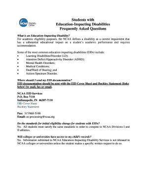 Students with Education Impacting Disabilities Frequently NCAA Fs Ncaa  Form