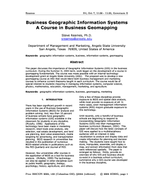 Business Geographic Information Systems a Course in Business Proc Isecon