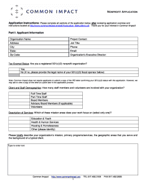 Part I Applicant Information Common Impact Commonimpact