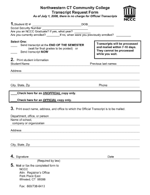 Nwcc Transcript Request Form