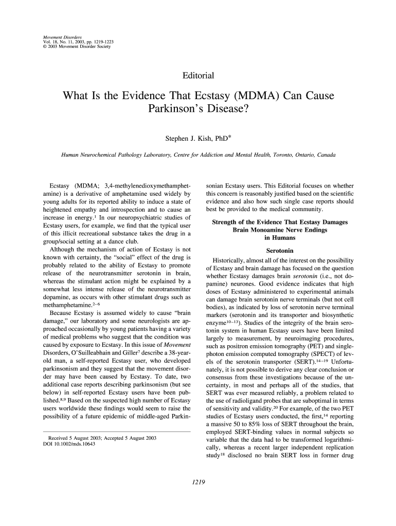 What is the Evidence that Ecstasy MDMA Can Cause  Form