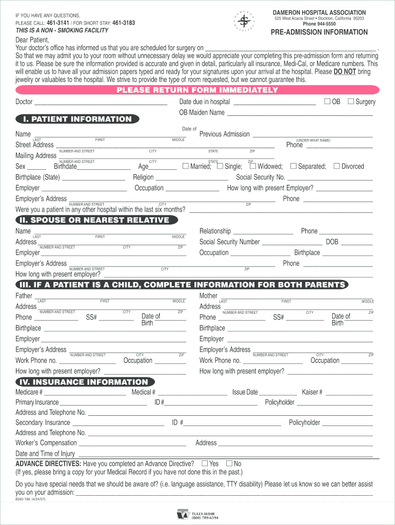  Hosptial Pre Construction Conference Form 2007-2024