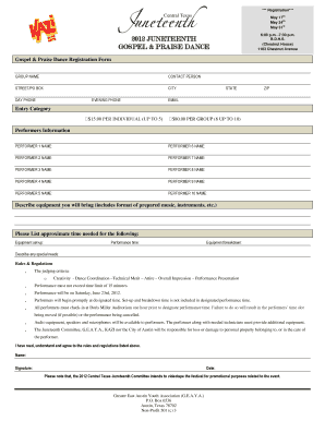 Dance Workshop Registration Form
