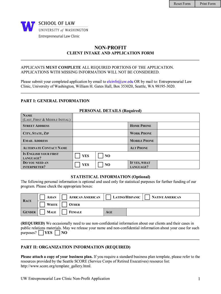 Ngo Intake Form