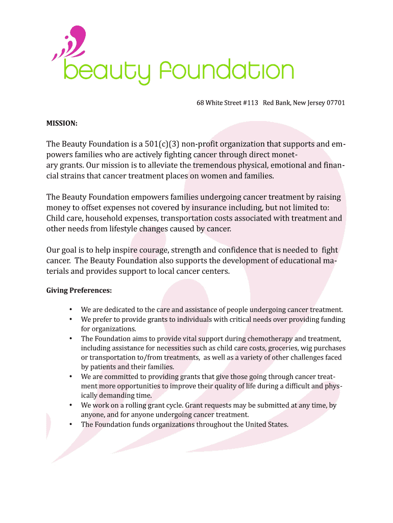 HOW to APPLY for a GRANT the Beauty Foundation  Form