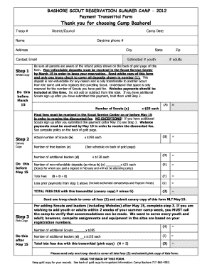 Transmittal Form , PA Dutch Council BSA Padutchbsa