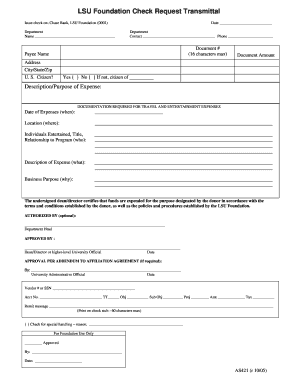 Foundation Check Request Lsu  Form