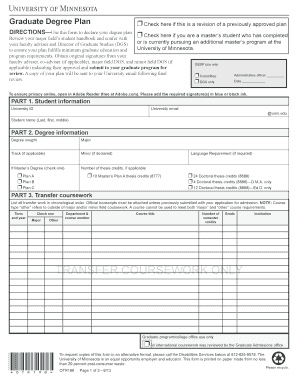 Graduate Degree Plan Form University of Minnesota Policy Library