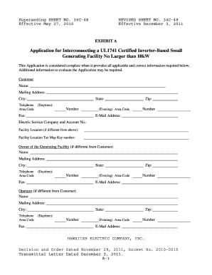 Application for Interconnecting a UL1741 Certified Heco Com  Form