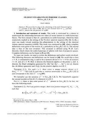 On ROOT INVARIANTS of PERIODIC CLASSES 1 Introduction and Ams  Form