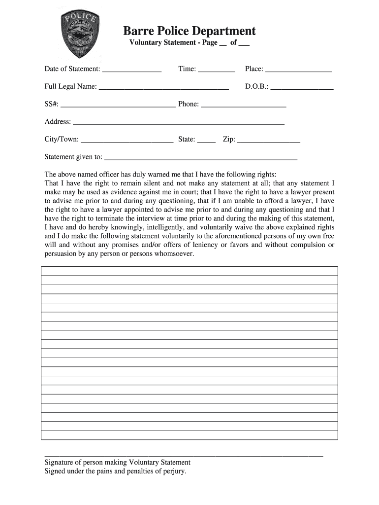 Get and Sign Police Statement Form
