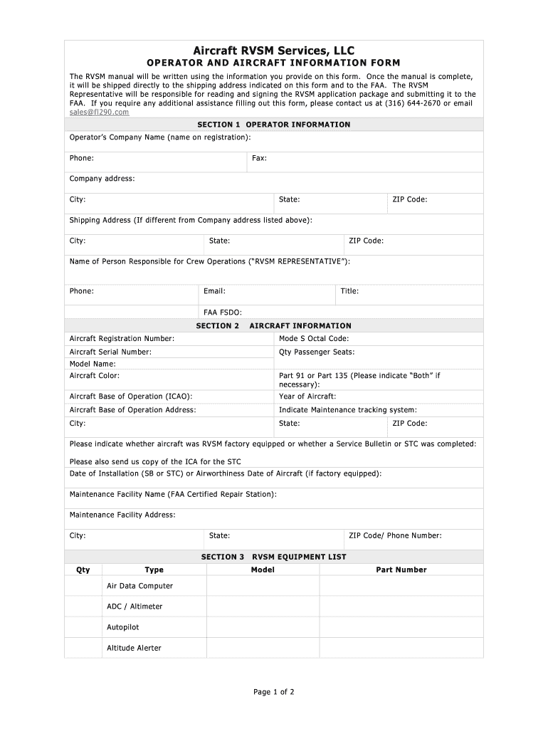 Faa Rvsm Ica Form