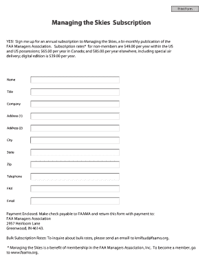 Managing the Skies Subscription Faama  Form