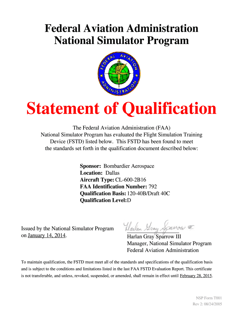 Statement of Qualification  Form