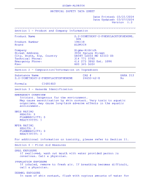 SIGMA ALDRICH MATERIAL SAFETY DATA SHEET Date Printed 0521 Date Updated 0307 Version 1 Glue Umd  Form