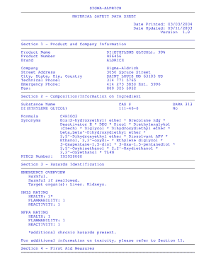 SIGMA ALDRICH MATERIAL SAFETY DATA SHEET Date Printed 0303 Date Updated 0911 Version 1 Glue Umd  Form