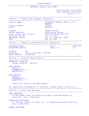 SIGMA ALDRICH MATERIAL SAFETY DATA SHEET Date Printed 0303 Date Updated 0523 Version 1 Glue Umd  Form