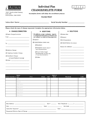 Utah Altius Change Form