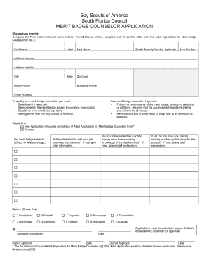 Merit Badge Application  Form