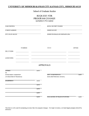 Request to Change Program of Study Form University of Missouri Cas Umkc