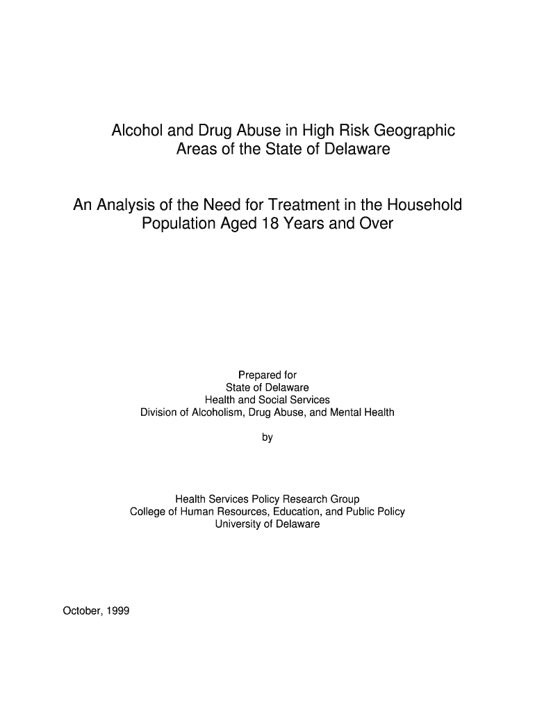 Alcohol and Drug Abuse in High Risk Geographic Areas of the State Udel  Form