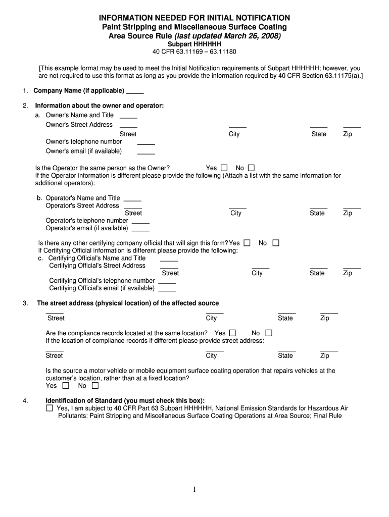 Example Initial Notification Form Epa