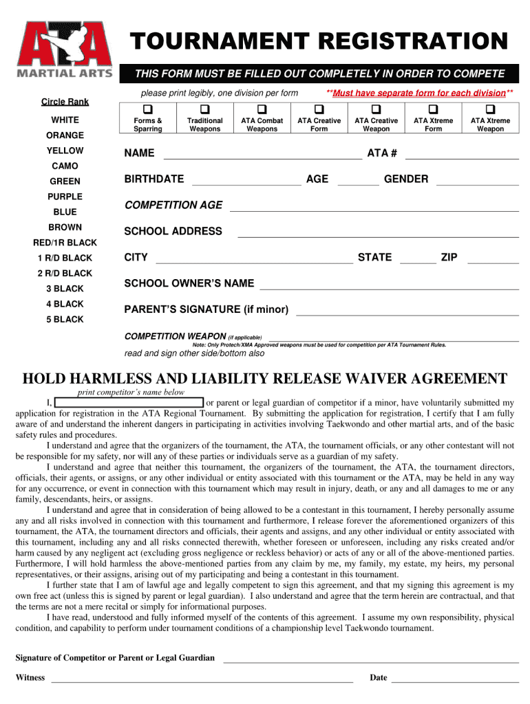 Ata Tournament Registration Form