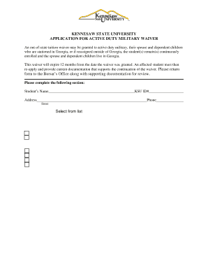 KENNESAW STATE UNIVERSITY Financialservices Kennesaw  Form