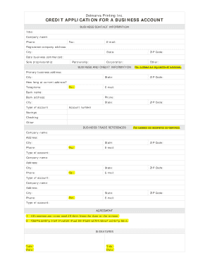 New Customer Application Delmarva Printing Inc  Form