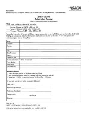 ISACA Journal Subscription Request Isaca  Form