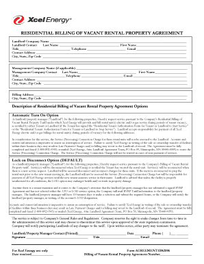 Xcel Energy Landlord Agreement  Form