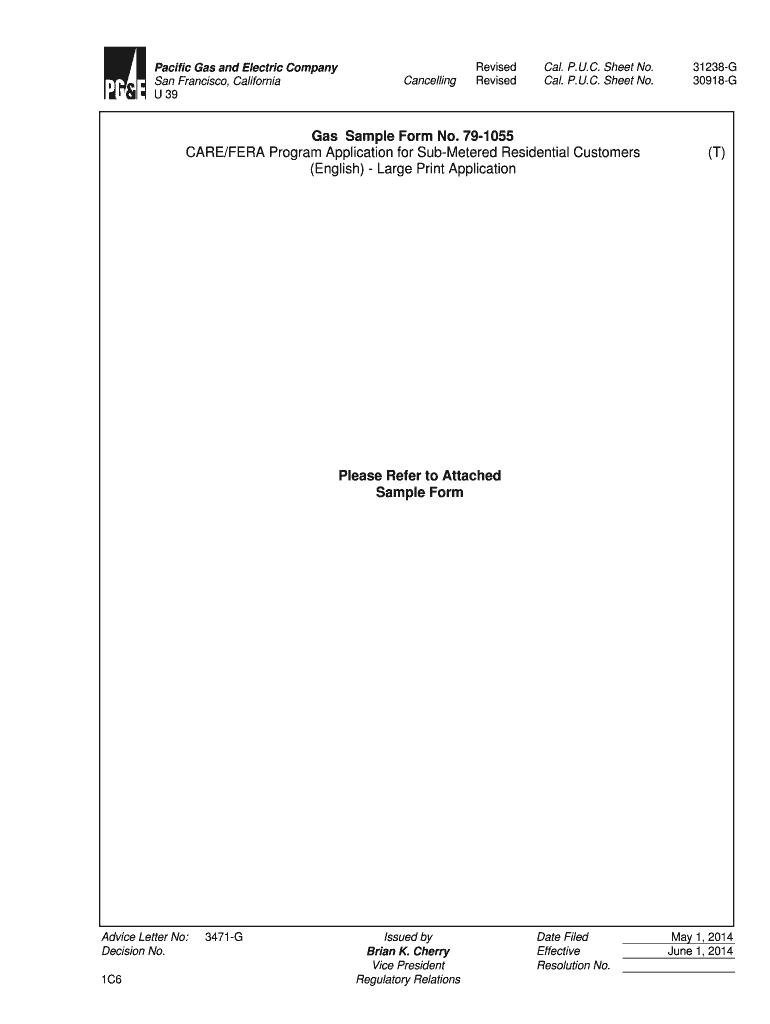 Gas Sample Form No 79 1055 California Alternate Rates for Energy