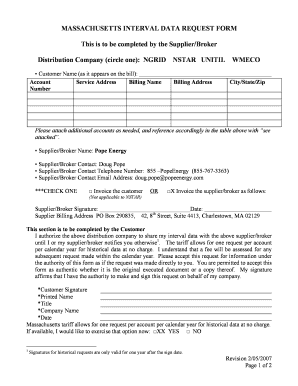 Massachusetts Interval Data Request Form