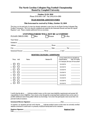 Roster Addition Form Campbell University Campbell