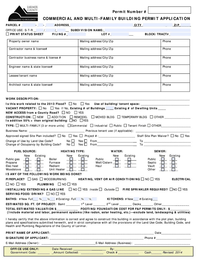 COMMERCIAL and MULTI FAMILY BUILDING Larimer County Larimer  Form