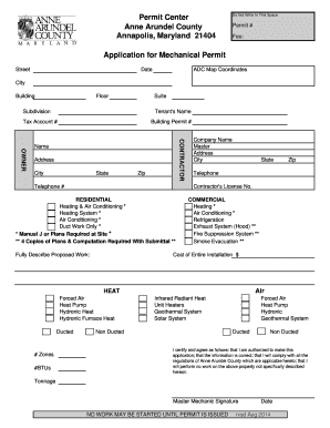 PERMIT APPLICATION CENTER ANNE ARUNDEL COUNTY ANNAPOLIS, MD 21401 Aacounty  Form