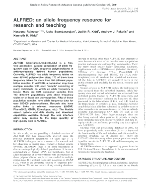 ALFRED an Allele Frequency Resource for Research and Teaching Nar Oxfordjournals  Form