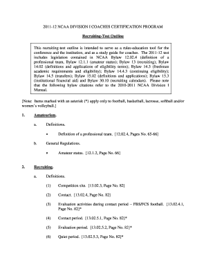 12 NCAA DIVISION I COACHES CERTIFICATION PROGRAM Fs Ncaa  Form
