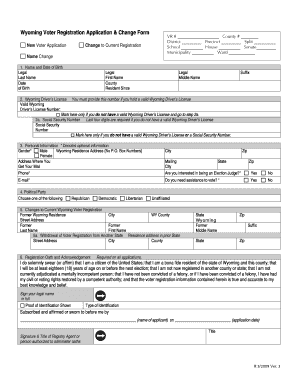 Wyoming Voter Registration Application &amp; Change Form Bighorncountywy