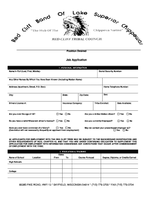 Job Application Redcliff Nsn  Form