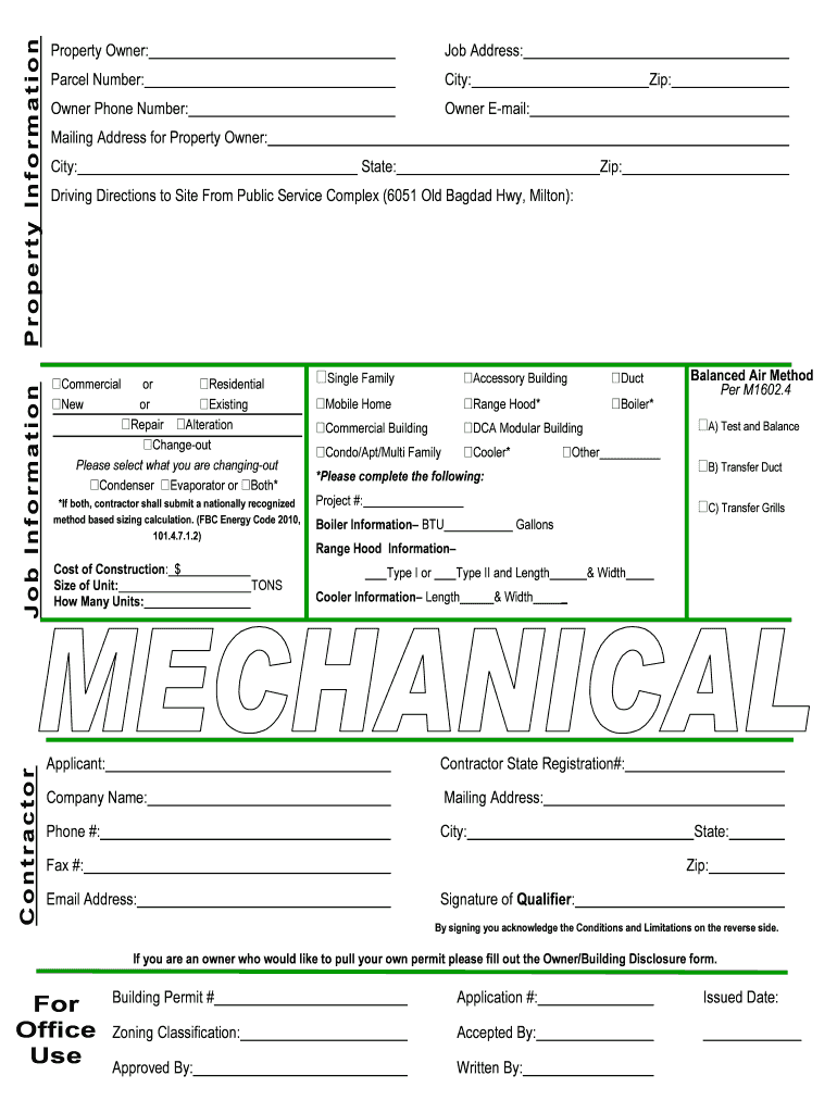 Mechanical App Pub Santarosa Fl  Form