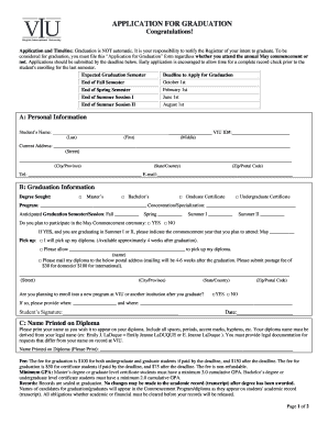 APPLICATION for GRADUATION Congratulations Viu  Form