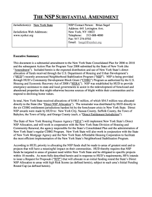 The NSP SUBSTANTIAL AMENDMENT Nyshcr  Form