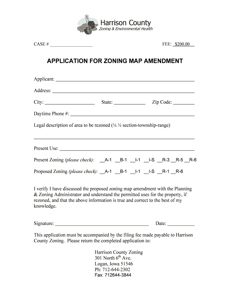 APPLICATION for ZONING MAP AMENDMENT Harrisoncountyia  Form