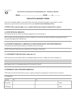 SCA Negative Financial Report Sca  Form