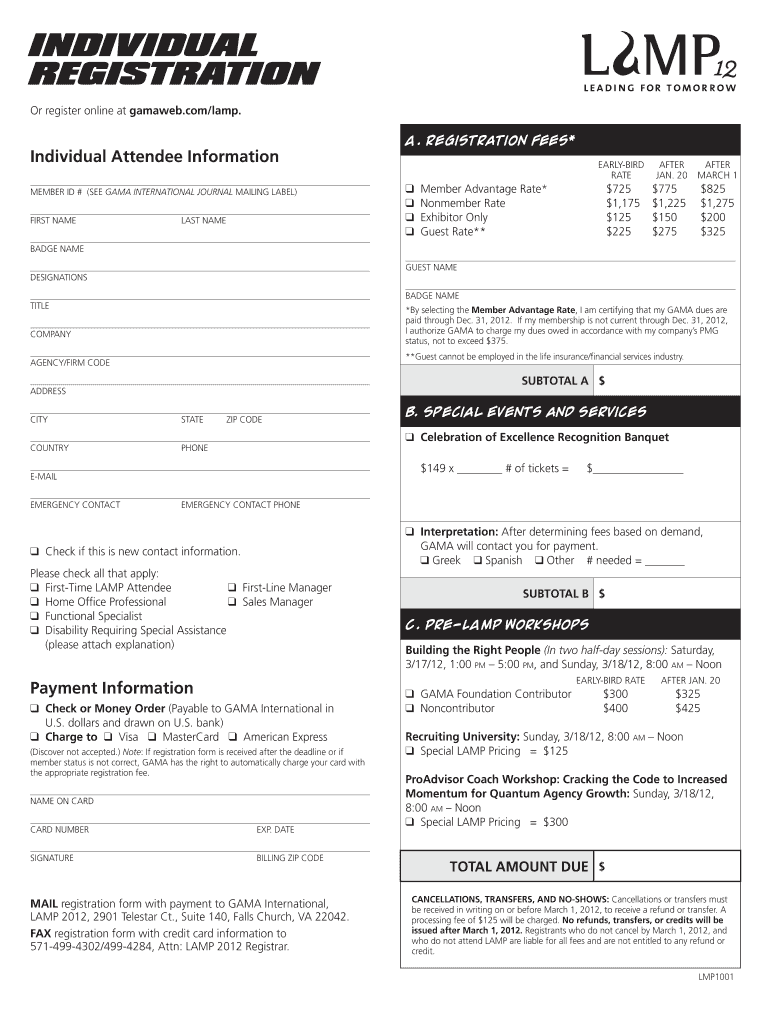 INDIVIDUAL REGISTRATION GAMA International  Form