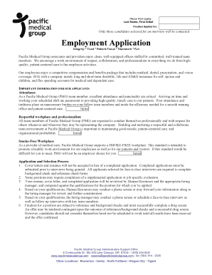 Employment Application Jan2011FINAL Pacific Medical Group  Form