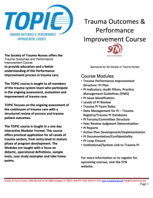 Trauma Outcomes &amp; Performance Improvement Course Society of Traumanurses