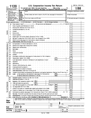 Form 1120 for Calendar Year or Tax Year Beginning , , Ending , 19